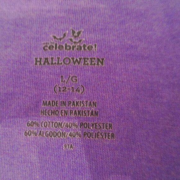 Witch T-Shirt Size L Moon Bat Cat Gold Foil Halloween All Hallows Eve Whimsigoth - Picture 4 of 5